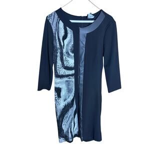 Frank Lyman Black White Dress Women's Zip Sheath Cocktail Career Size Small